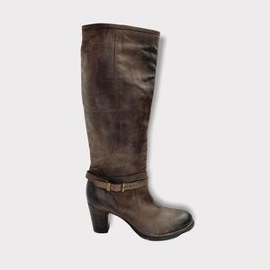Alberto Fermani Brown Leather Buckle Heel Boots